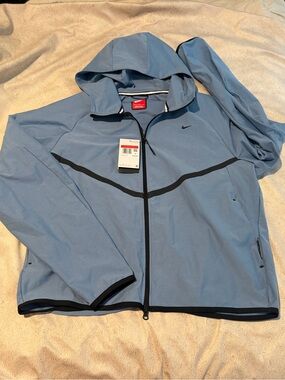 Nike Light Blue Hooded Windbreaker with Black Trim